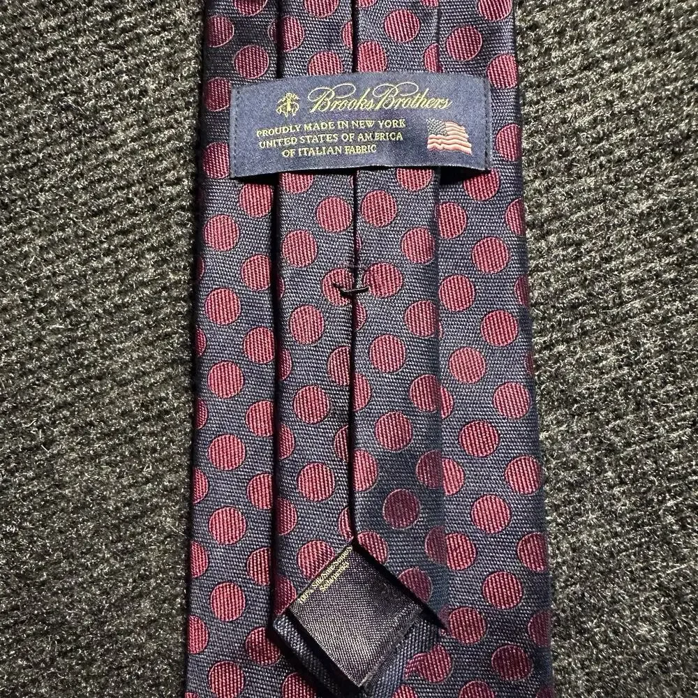 Brooks Brothers Tie Silk Men's Tie Polka Dot Navy Made In USA Italian Fabric